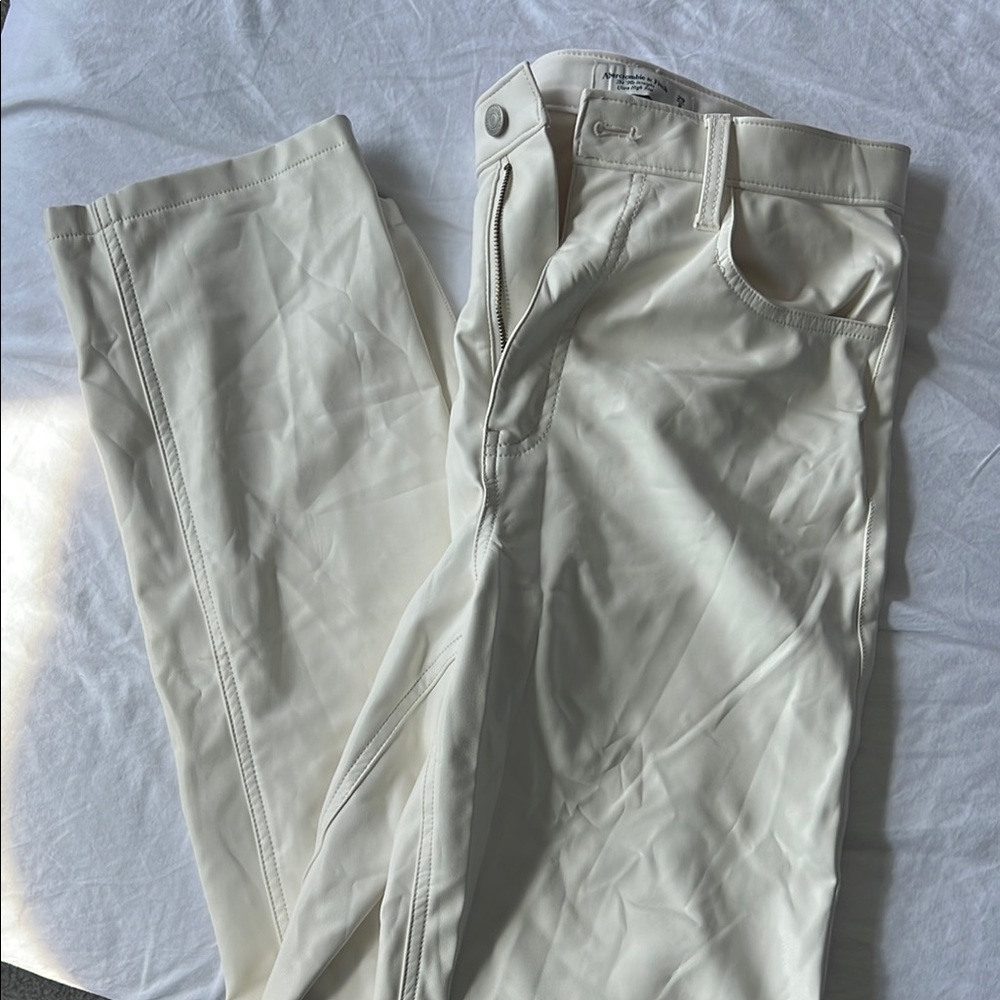 Women’s Cream Leather Pants Abercrombie